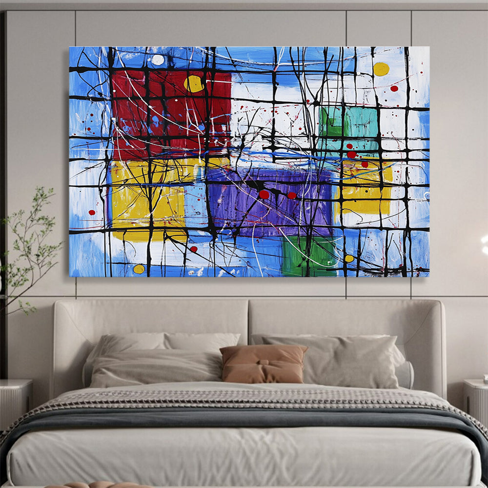 Oversized Canvas Art in Multicolor Geometric Abstract Style WB247