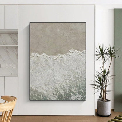 Green, Gold, and Gray Abstract Seaside Painting For Sale Online WS480
