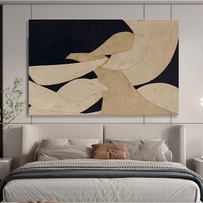 Big Size Beige and Black Geometric Abstract Art WB223