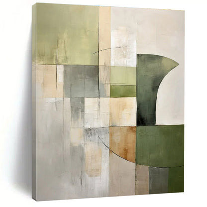 Acrylic Modern Art Paintings Green, Beige, and Gray Geometric Abstract Painting On Canvas HS780