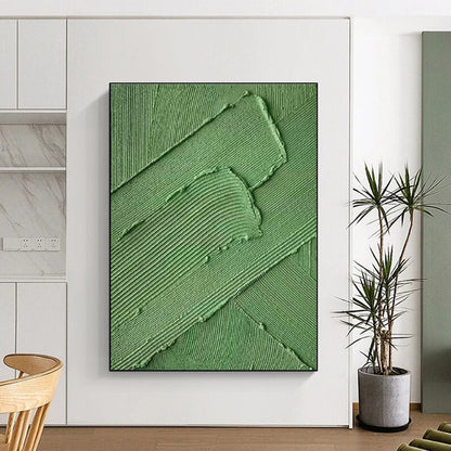 Unique Abstract Art Green Textured Abstract, Large Contemporary Wall Art HS340