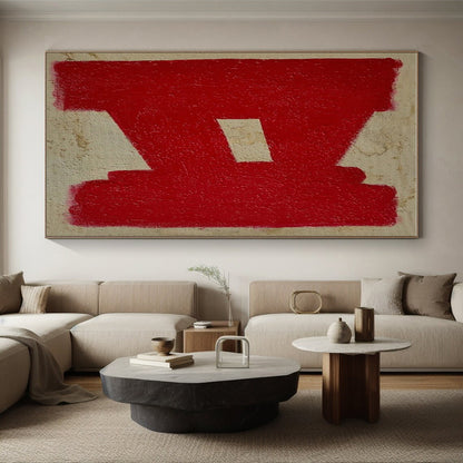 Cool Abstract Paintings Red and Beige Geometric Abstract Art HS640