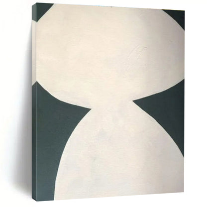 Minimalist Canvas Art White and Dark Green Organic Abstract Art HS646