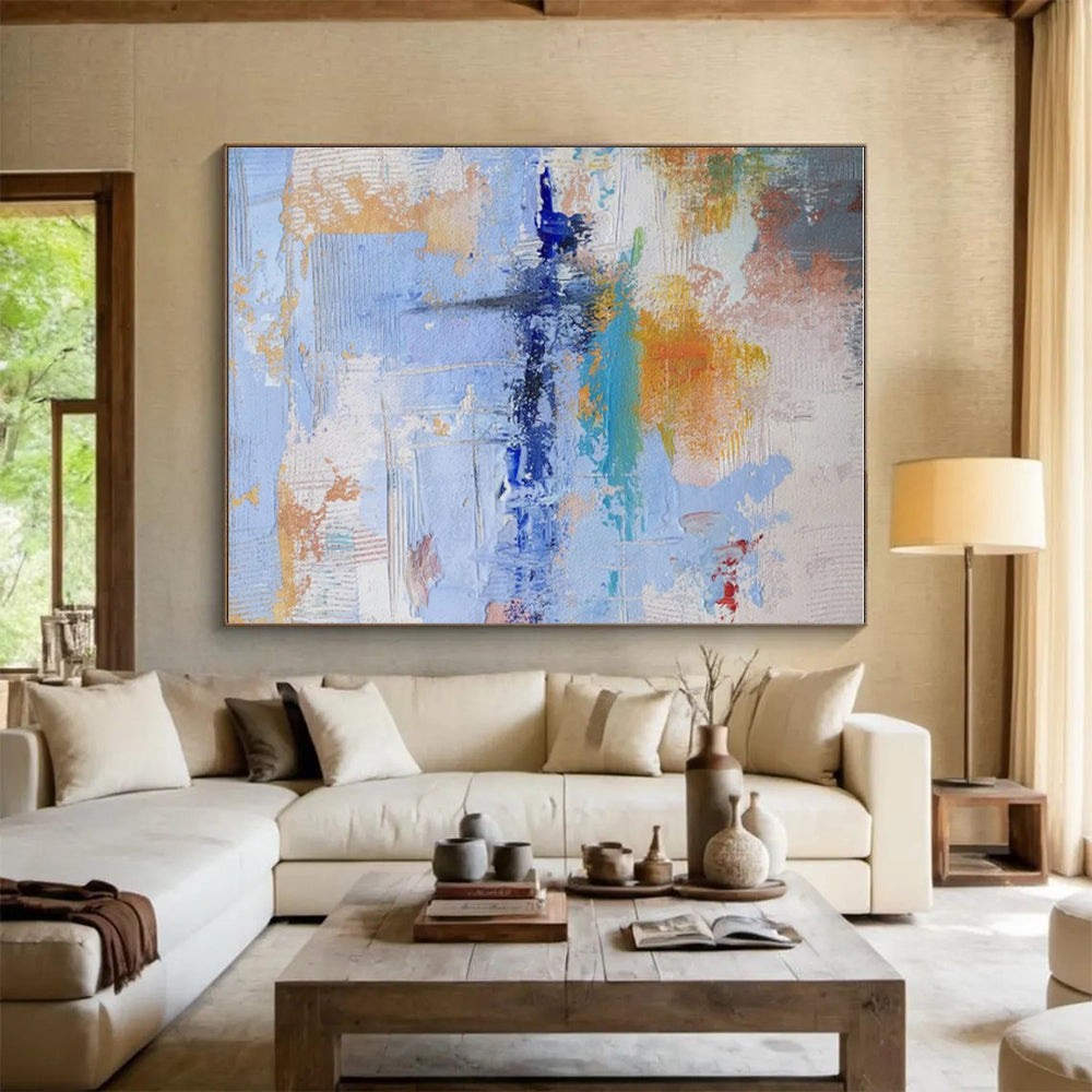 Unique Abstract Art Multicolor Gestural Abstract, Large Contemporary Wall Art HS359