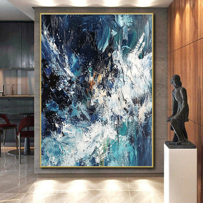 Acrylic Modern Art Paintings Blue Abstract Seaside Painting For Sale HS125