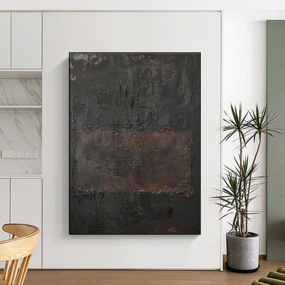 Gaint Canvas Art Black & Brown Textured Abstract, Oversized Abstract Wall Art HS303