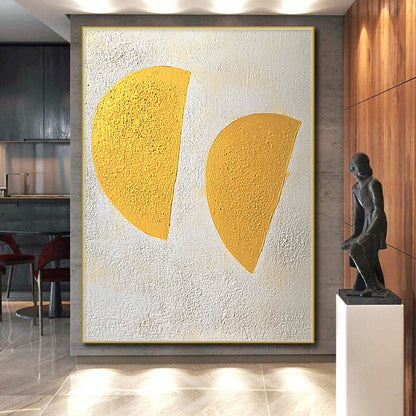 Hand-Painted Yellow Geometric Shapes Textured Abstract Art HS191