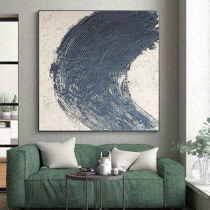 Hand Painted Art Navy & Beige Textured Abstract, Acrylic Modern Art Paintings HS445