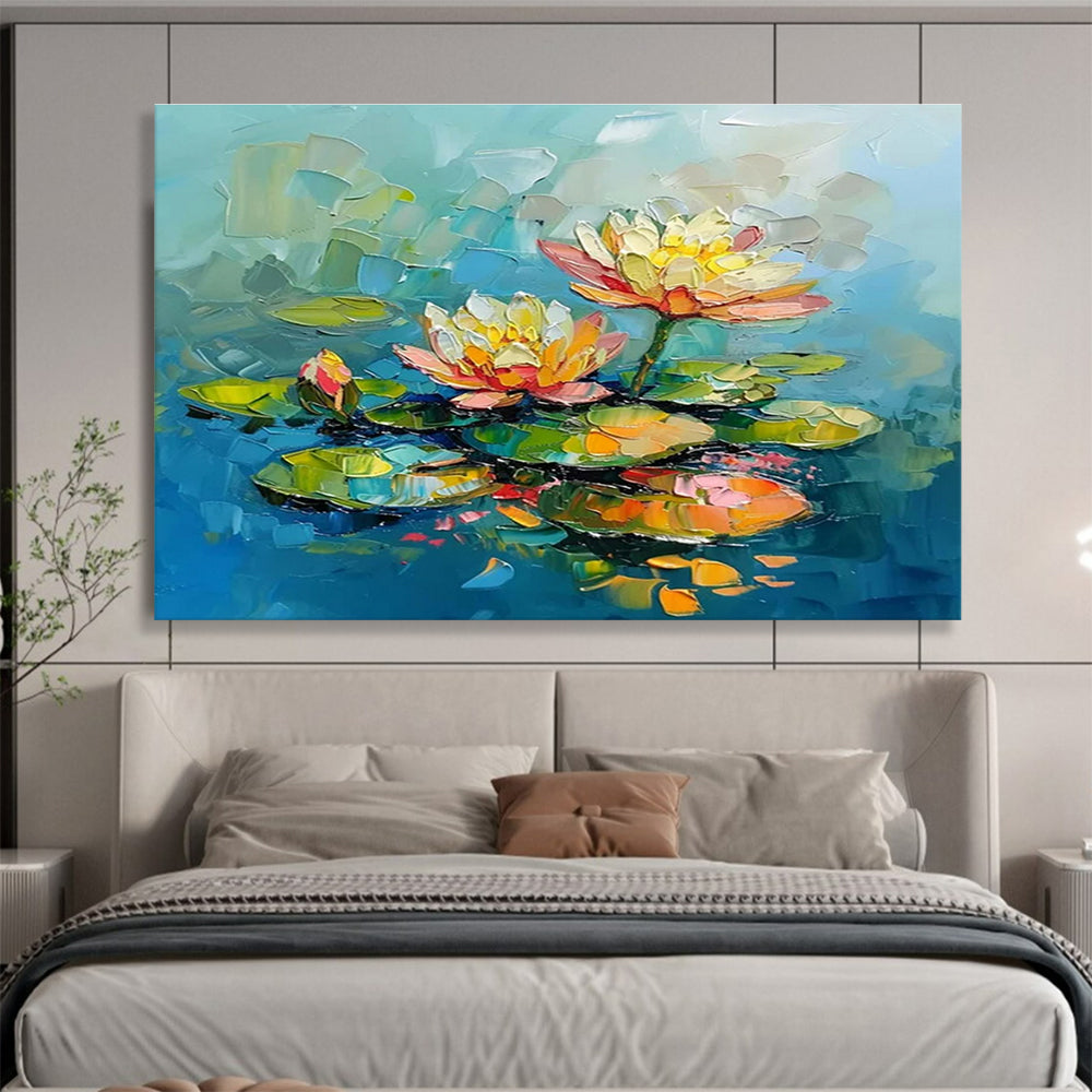 Big Size Multicolor Abstract Water Lily Painting WB205