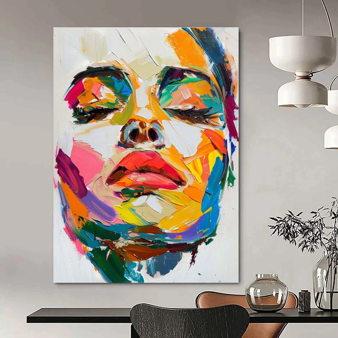 Multicolor Abstract Figurative Art For Living Room and Art Studio WS447