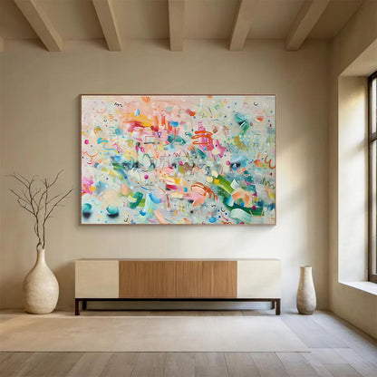 Modern Art Abstract Paintings Pastel and Bright Colors Playful Abstract Painting WB333