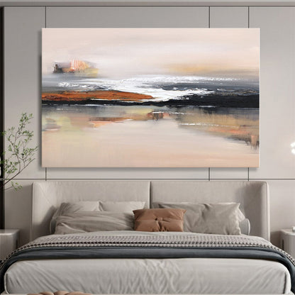Huge Size Beige, Brown and Black Abstract Landscape Painting WB157
