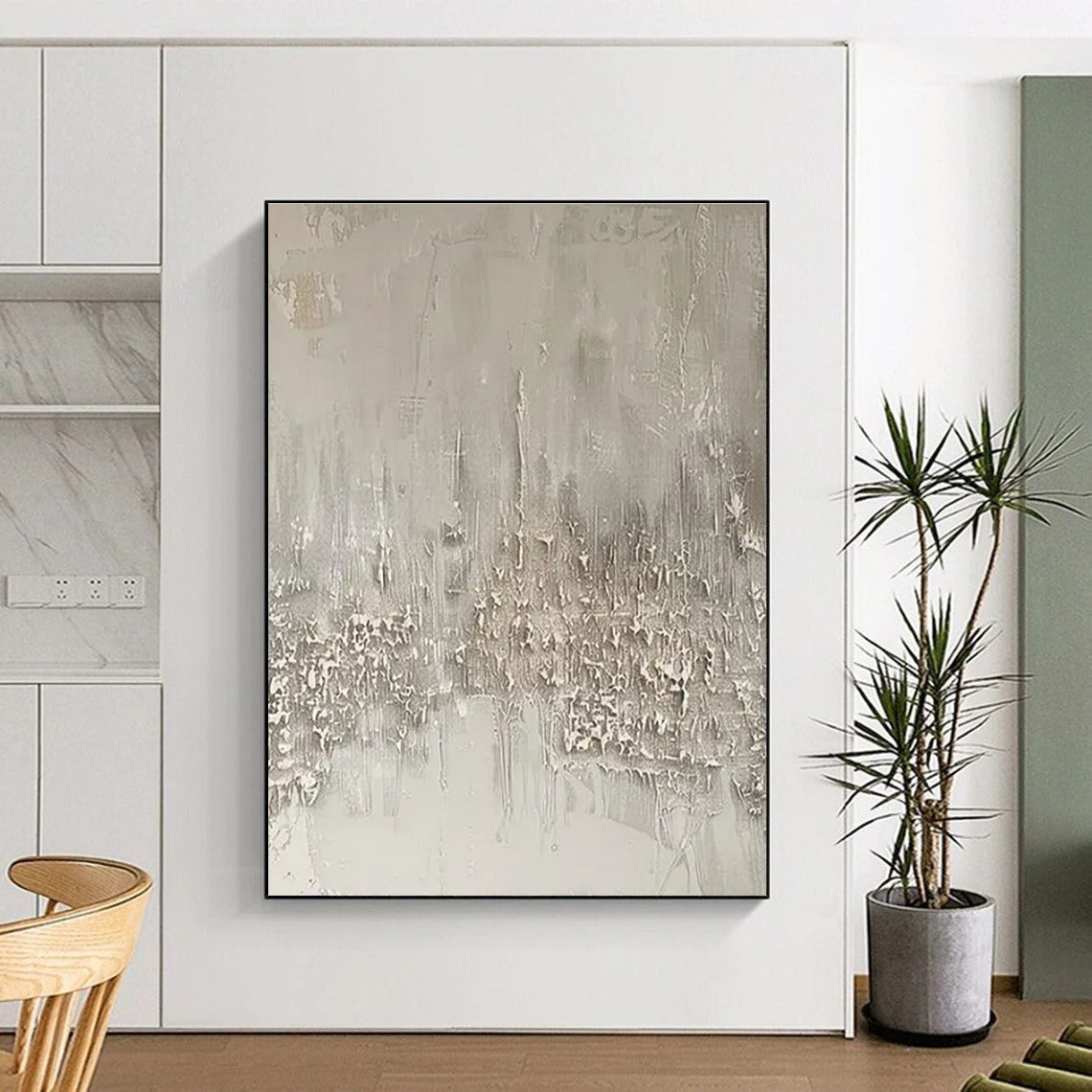 Minimalist Canvas Art Beige Textured Abstract Art HS596