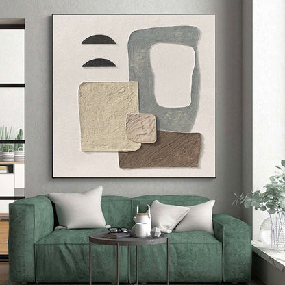 Hand-Painted Textured Neutral Shapes Abstract Art, Paintings For House HS556