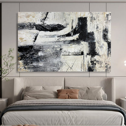 Gray, Black, Beige Abstract Textured Art For Sale WB393
