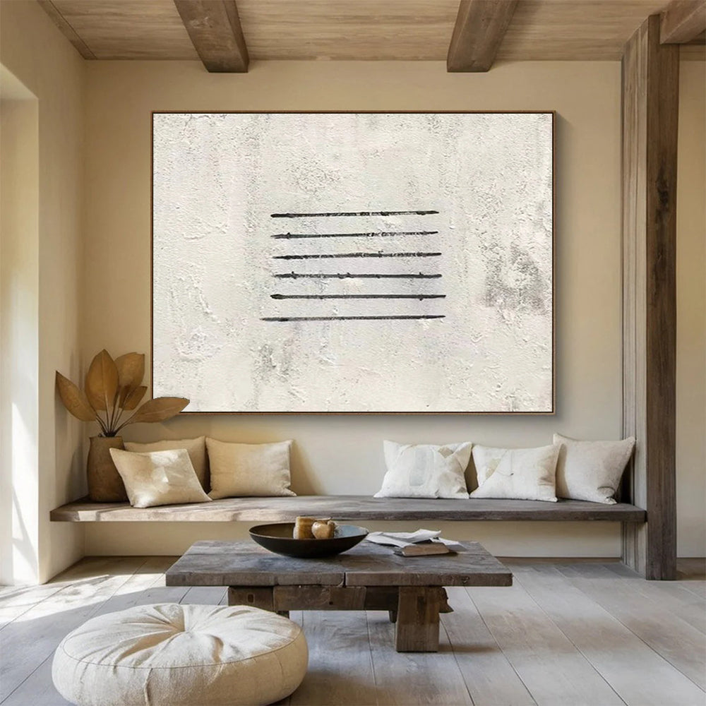 Horizontal Black and Gray Line Abstract Art WB230