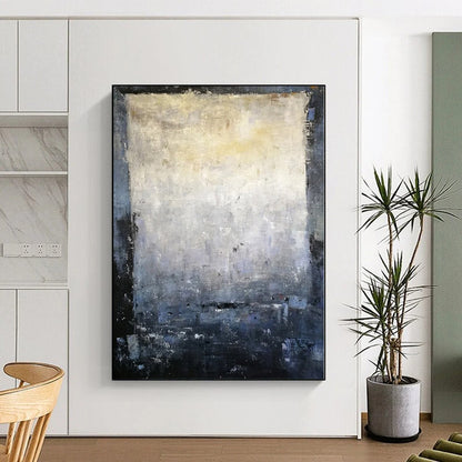 Huge Size Gray and Blue Abstract Textured Painting For Sale HS098