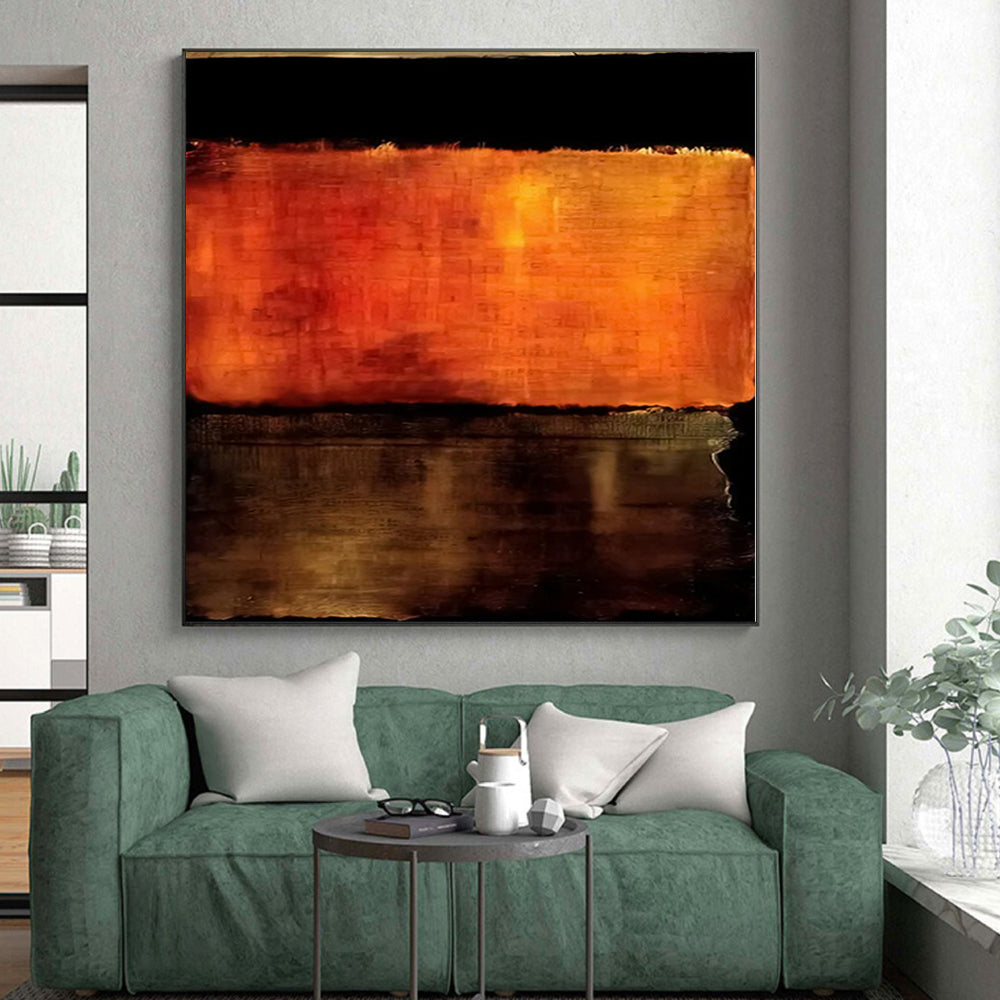 Gaint Canvas Art Orange and Brown Abstract Textured Painting For Sale HS104