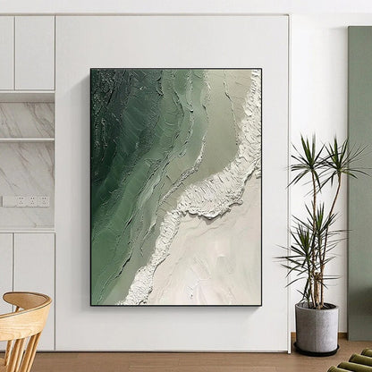 Acrylic Modern Art Paintings Green and White Textured Abstract Painting On Canvas HS816
