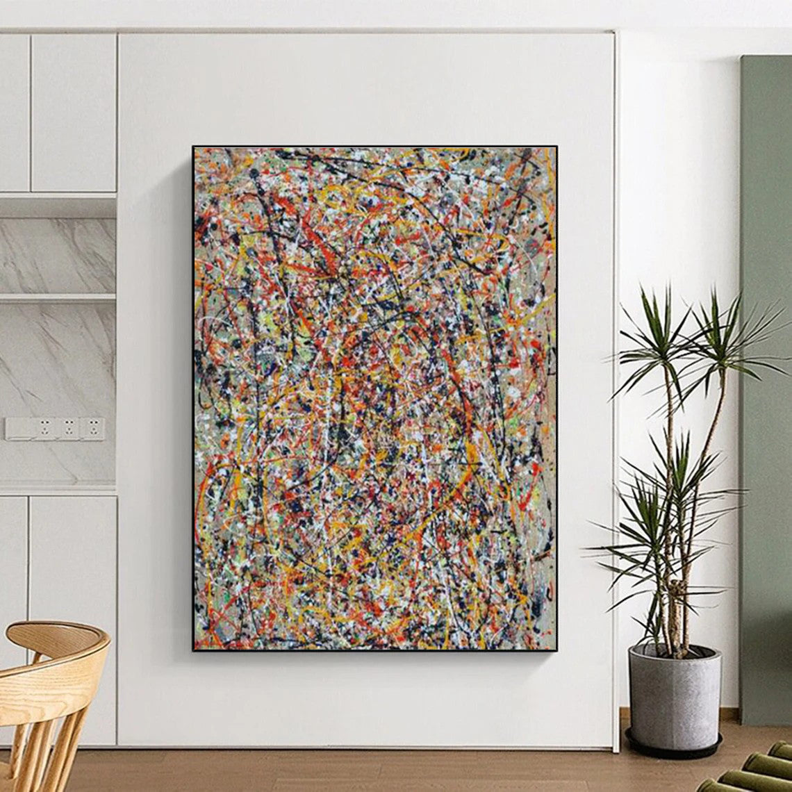 Multicolored Chaotic Lines Abstract Expressionism Painting HS561