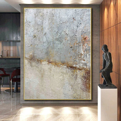 Hand-Painted Gray and Brown Abstract Textured Painting For Sale HS080