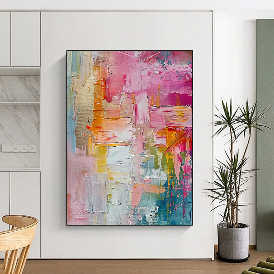 Hand Painted Art Multicolor Textured Abstract, Acrylic Modern Art Paintings HS298