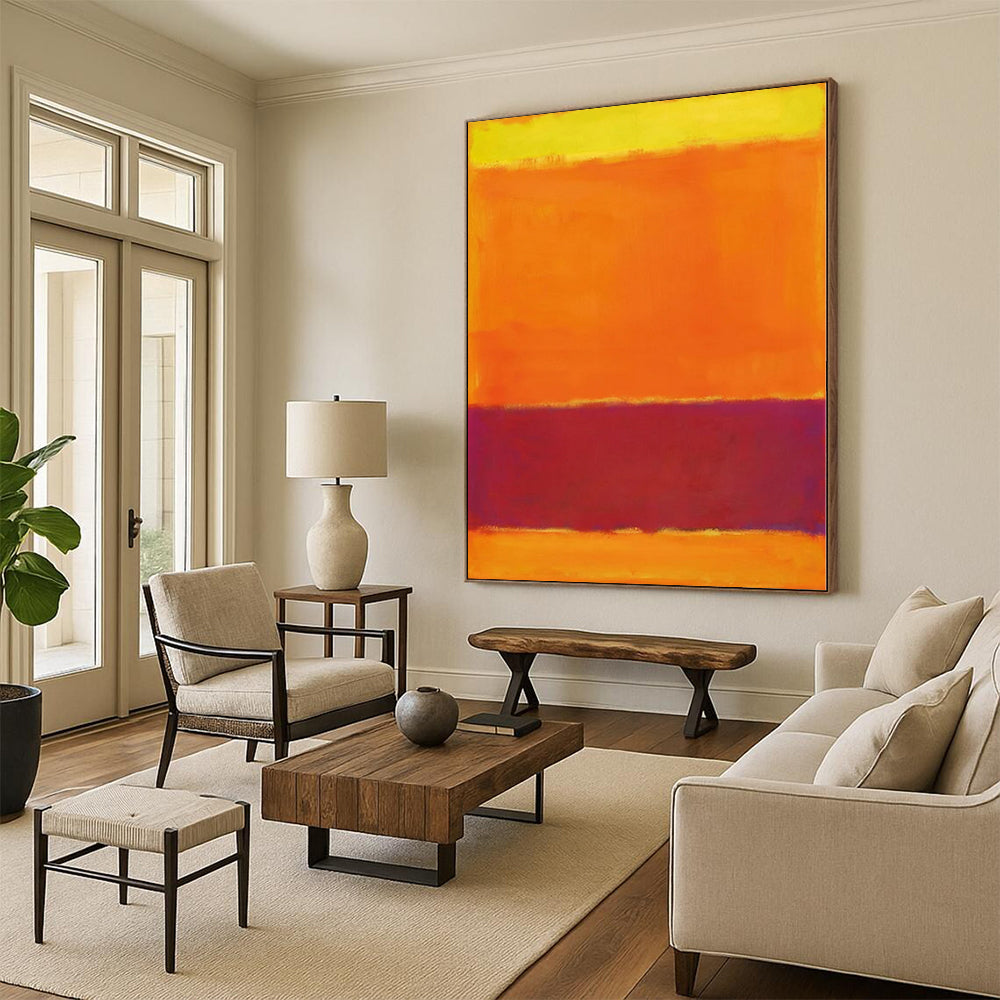 Acrylic Modern Art Paintings Orange and Red Abstract Color Field Painting For Sale HS102