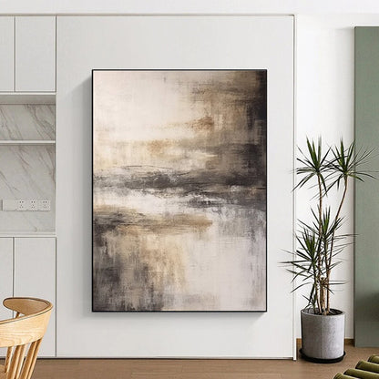 Hand Painted Art Beige & Gray Textured Abstract, Acrylic Modern Art Painting HS264