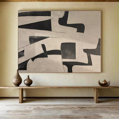 Black, White Abstract Geometric Acrylic Painting WB028