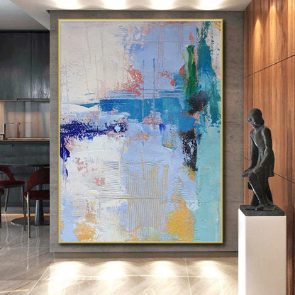 Gaint Canvas Art Multicolor Gestural Abstract, Oversized Abstract Wall Art HS358