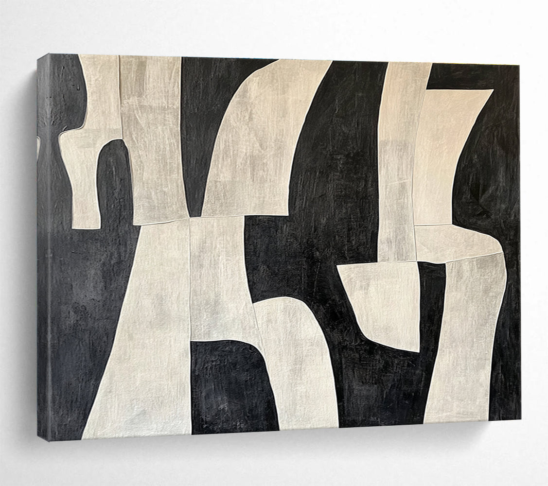 Huge Size Black and White Geometric Abstract Art WB244