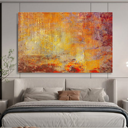 Big Size Orange and Red Abstract Textured Painting WB062