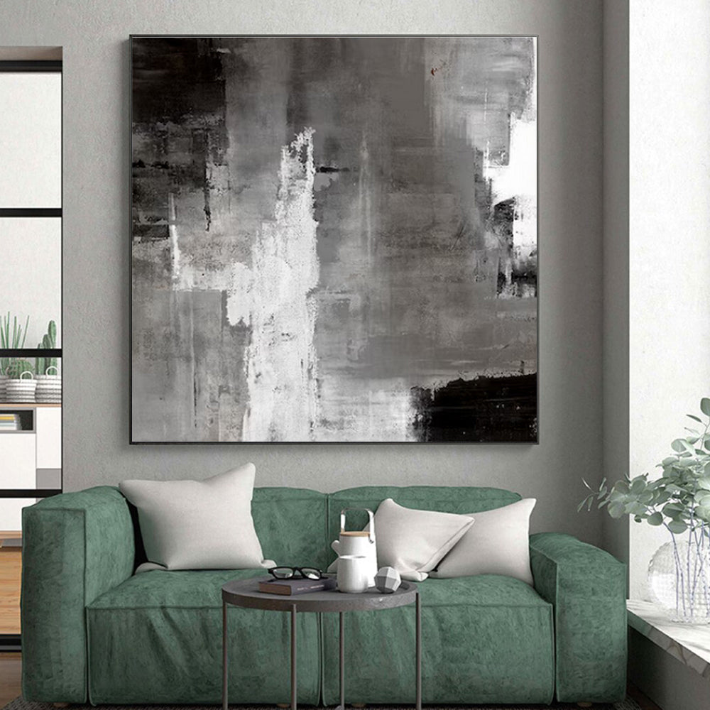 Acrylic Modern Art Paintings Gray and White Textured Abstract Art HS693