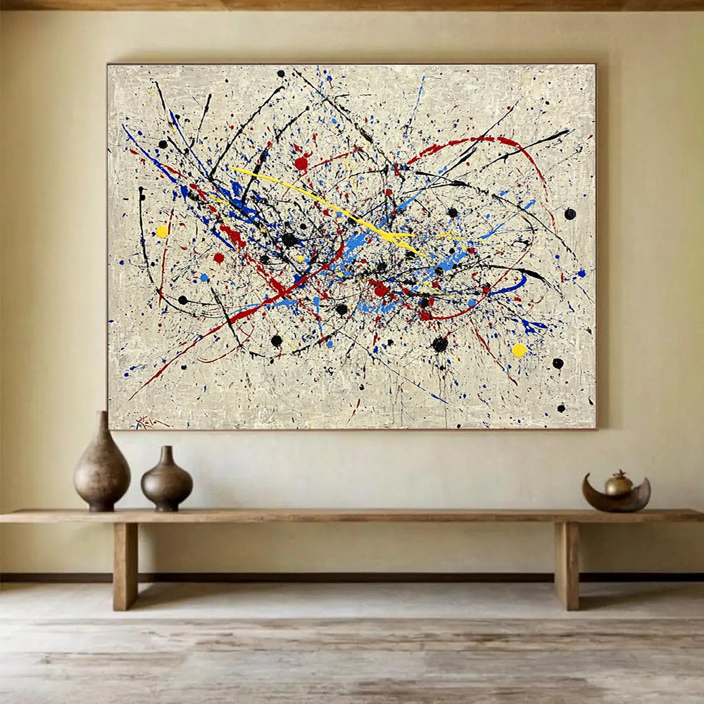 Oversized Canvas Art in Multicolor Splatter Abstract Style WB251