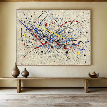 Oversized Canvas Art in Multicolor Splatter Abstract Style WB251