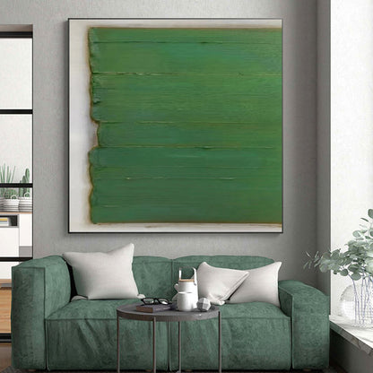 Handmade Art Green Textured Abstract, Minimalist Canvas Art HS349