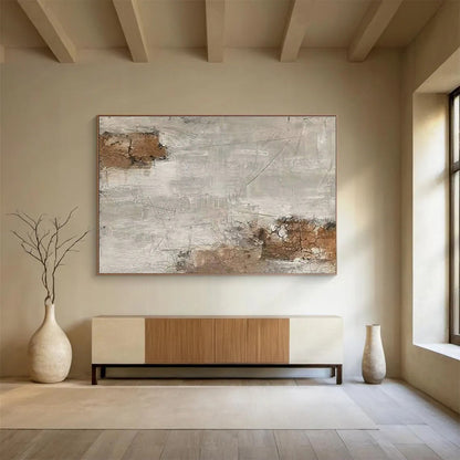 Beige, Brown, Gray Abstract Landscape-Inspired Art For Sale WB375