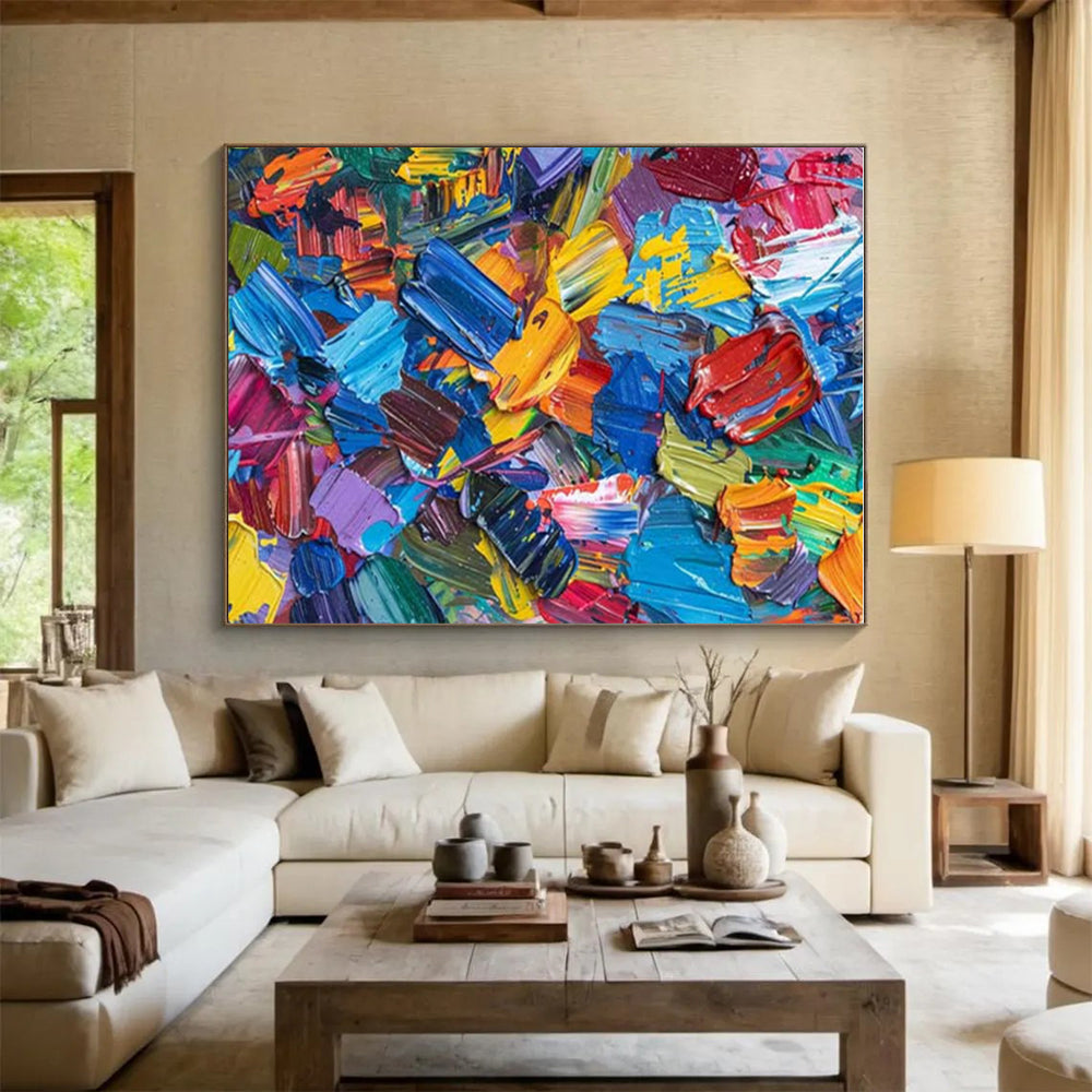 Unique Abstract Art Multicolor Impasto Abstract, Large Contemporary Wall Art HS363