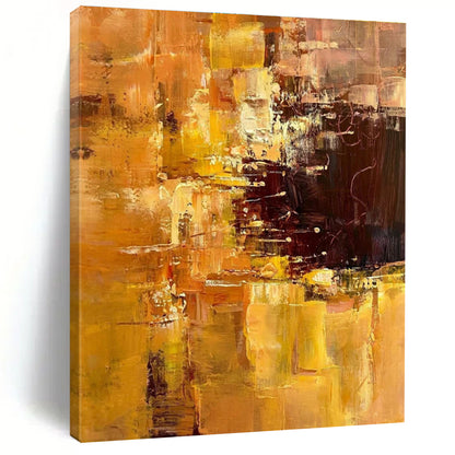 Acrylic Modern Art Paintings Orange, Yellow, and Brown Textured Abstract Painting On Canvas HS802