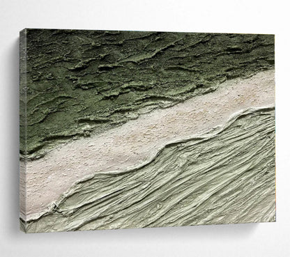 Green, Beige, Gray Textured Abstract Landscape Painting, Abstract Acrylic Art WB001