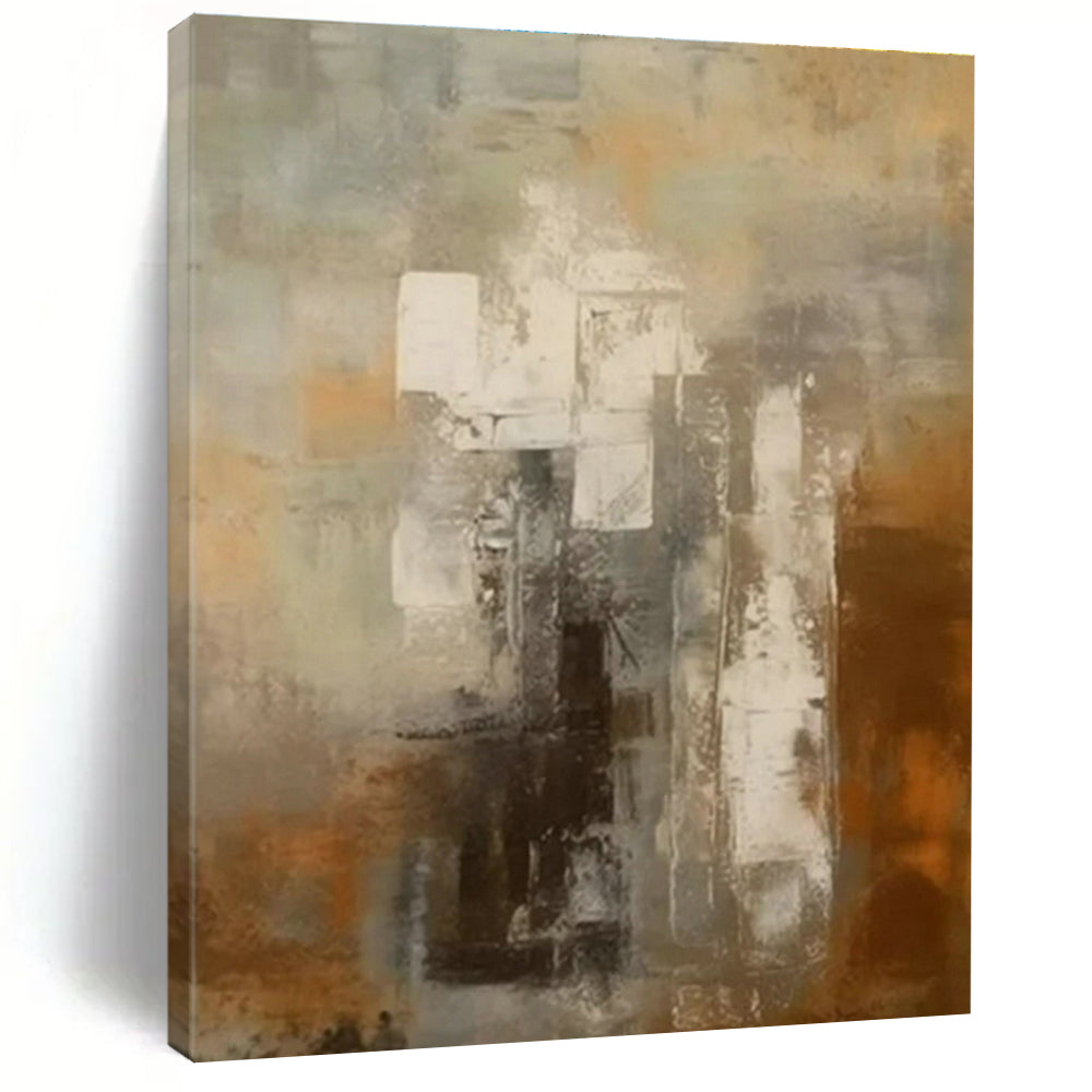 Handmade Art Cool Abstract Paintings with Gray, Brown, White Textures - Acrylic Modern Art Painting HS518