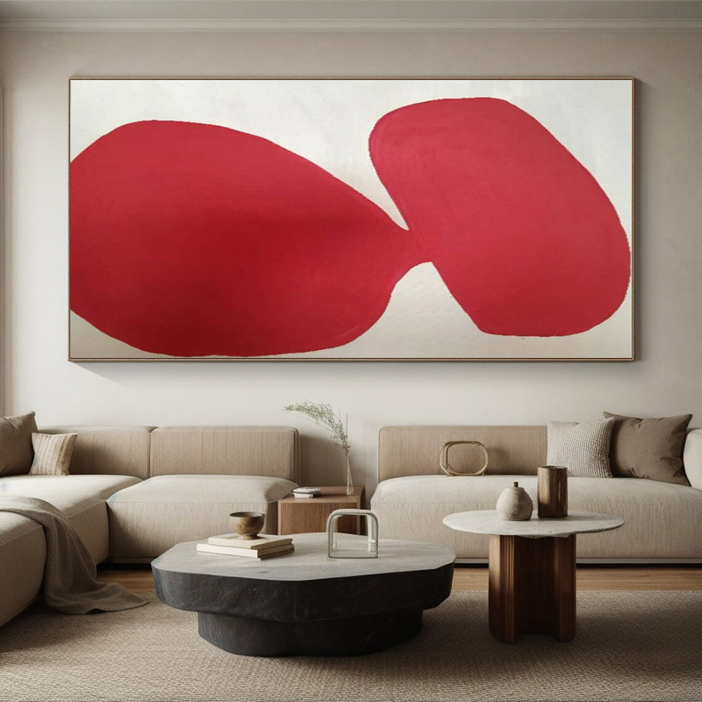 Cool Abstract Paintings Red and White Organic Abstract Art HS644