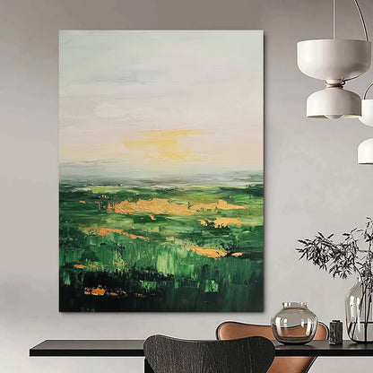 Green, Gold Abstract Landscape Art For Living Room and Study WS436