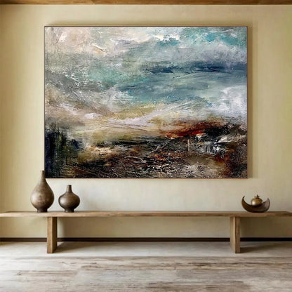 Extra Large Size Multicolor Abstract Dynamic Landscape, Abstract Acrylic Painting WB174