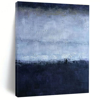 Large Contemporary Wall Art Blue and Gray Textured Abstract Landscape HS612