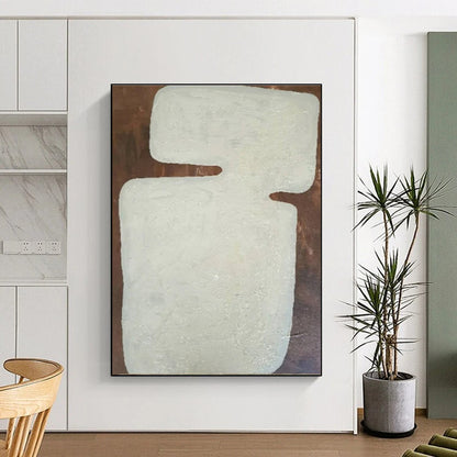 Hand Painted Art Beige and Brown Textured Abstract Art HS647