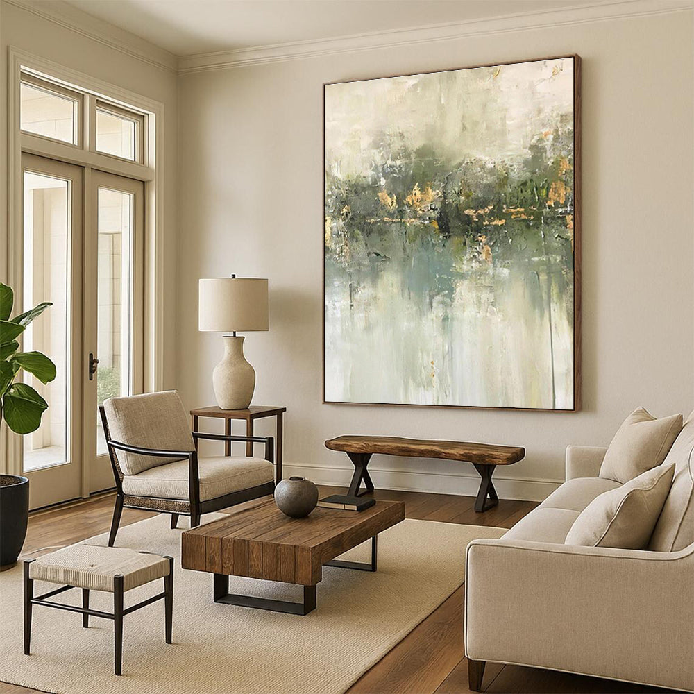 Unique Abstract Art Gray & Gold Textured Abstract, Large Contemporary Wall Art HS443