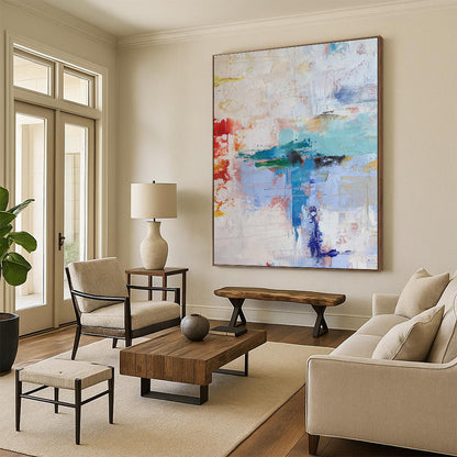 Handmade Art Multicolor Gestural Abstract, Minimalist Canvas Art HS360