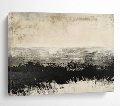 Horizontal Gray Textured Landscape Abstract Painting WB259