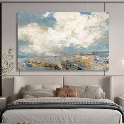 Blue, Gray, Beige Abstract Cloudscape Art For Sale WB385